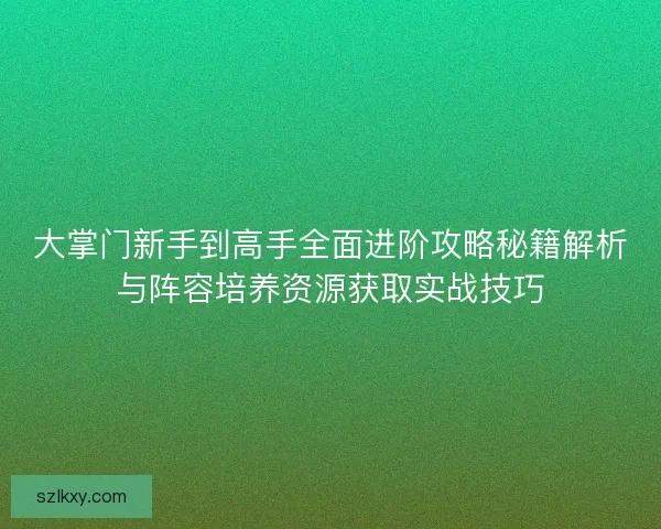 大掌门新手到高手全面进阶攻略秘籍解析与阵容培养资源获取实战技巧